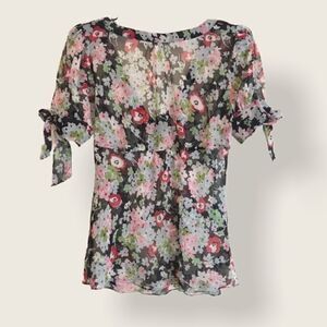 ANTHROPOLOGIE ODILLE FLORAL SHEER 100% SILK TOP 4